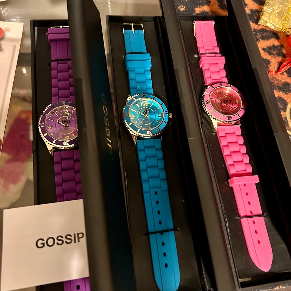 Gossip Women's Colorful Watch Set - Purple, Blue, Pink